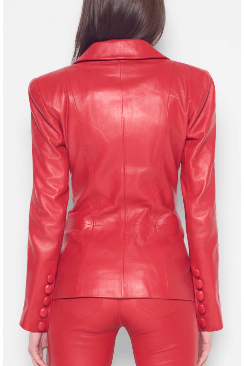 Gitana Upcycled Leather Blazer, Alternate, color, Coco Red