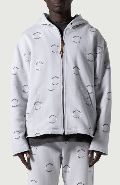 Front Zip Oversize Cotton Zip-Up Hoodie