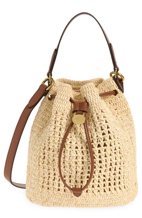 Small Crochet Raffia Bucket Bag