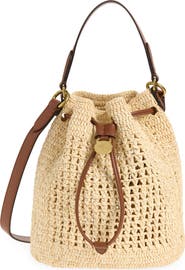 Mulberry Small Crochet Raffia Bucket Bag