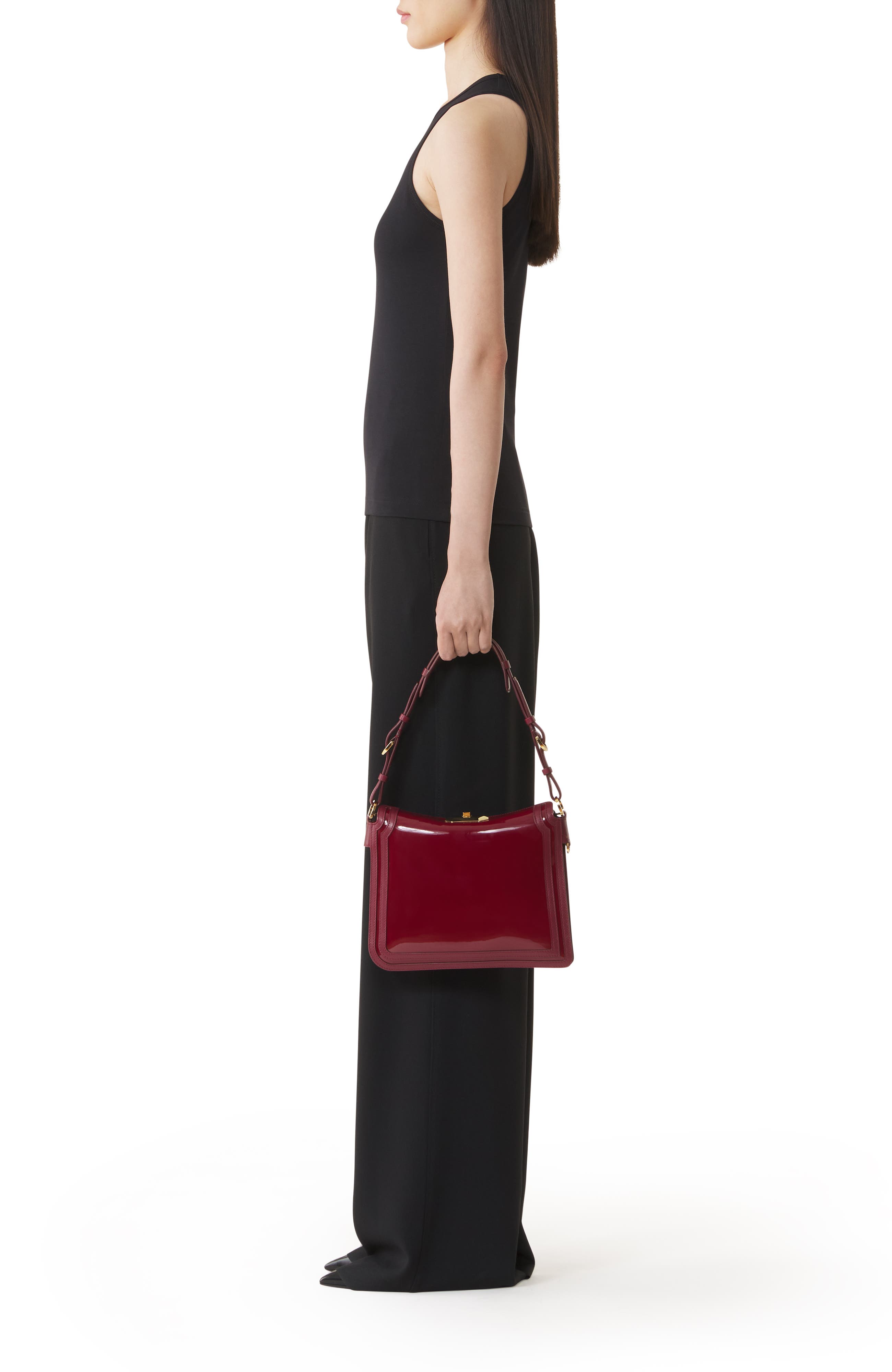 Compagnon 20 Bag In Patent Leather, Alternate, color, Garnet