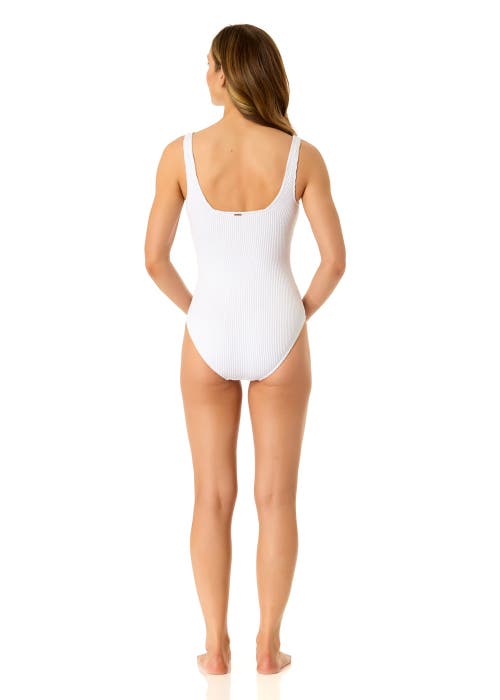 ANNE COLE TEXTURED CLASSIC SQUARE NECK ONE PIECE SWIMSUIT 