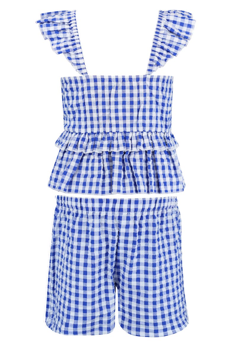 Kids' Smocked Cherry Top & Shorts Set, Alternate, color, BLUE/ WHITE