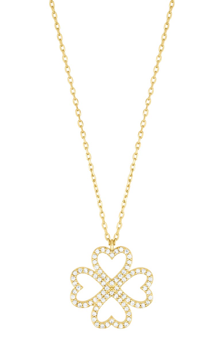 Adornia Heart Shaped Pavé Clover Pendant Necklace, Main, color, Gold