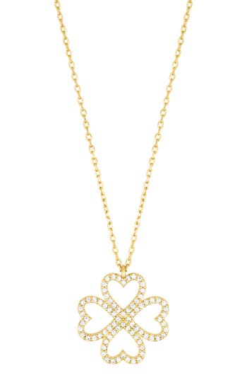 Adornia Heart Shaped Pavé Clover Pendant Necklace In Gold