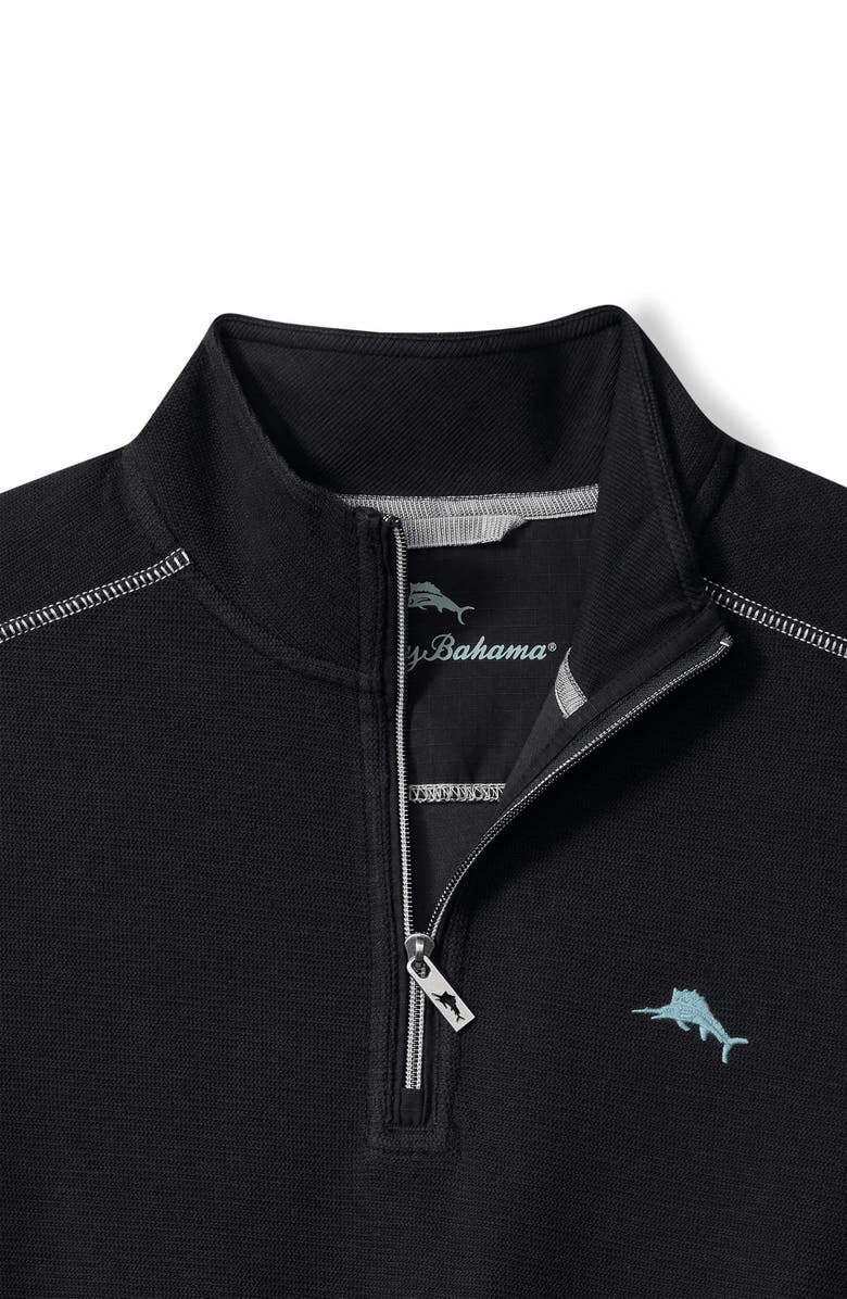 Tommy Bahama Montego Bay Textured Cotton & Lyocell Half Zip Pullover, Alternate, color, Black