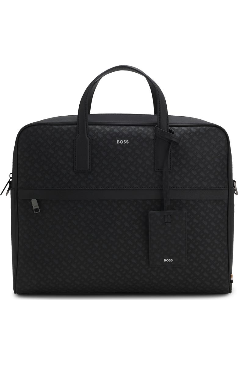 HUGO Zair Bonded Leather Document Case, Main, color, Black