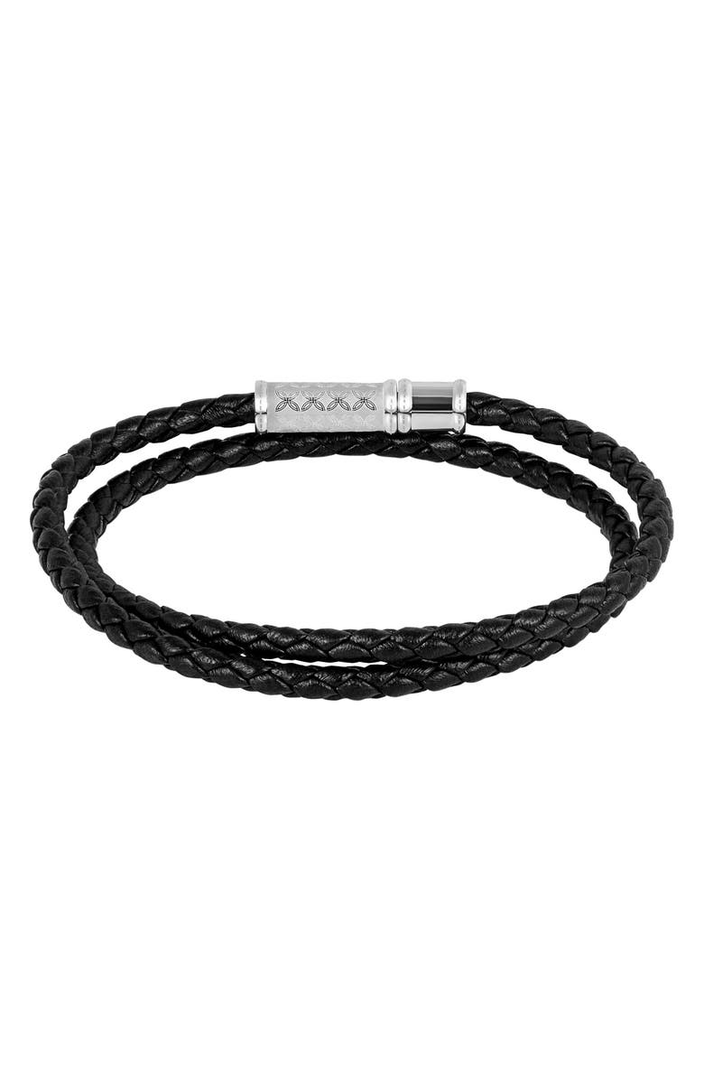 Thompson of London Leather Double Wrap Bracelet, Alternate, color, Black