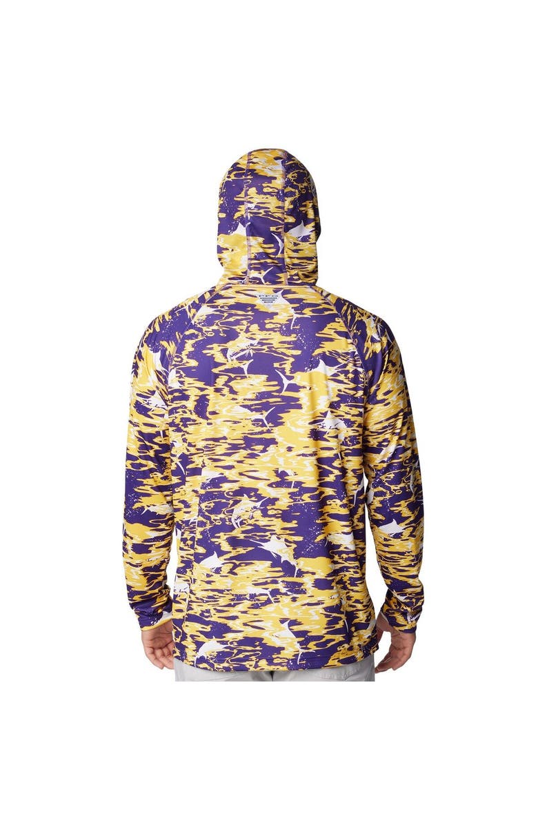 Columbia Men's Columbia Purple LSU Tigers PFG Terminal Tackle Omni-Shade Rippled Long Sleeve Hooded T-Shirt, Alternate, color, 