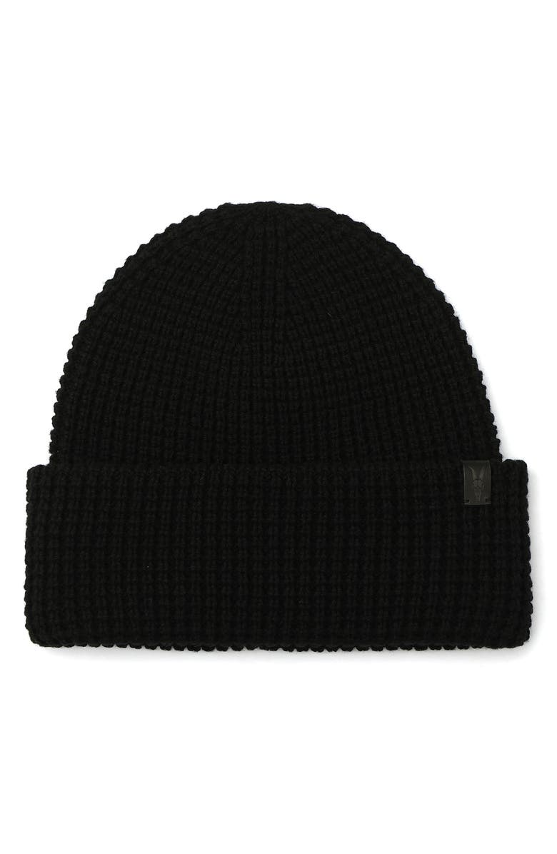 AllSaints Waffle Knit Beanie, Main, color, Black
