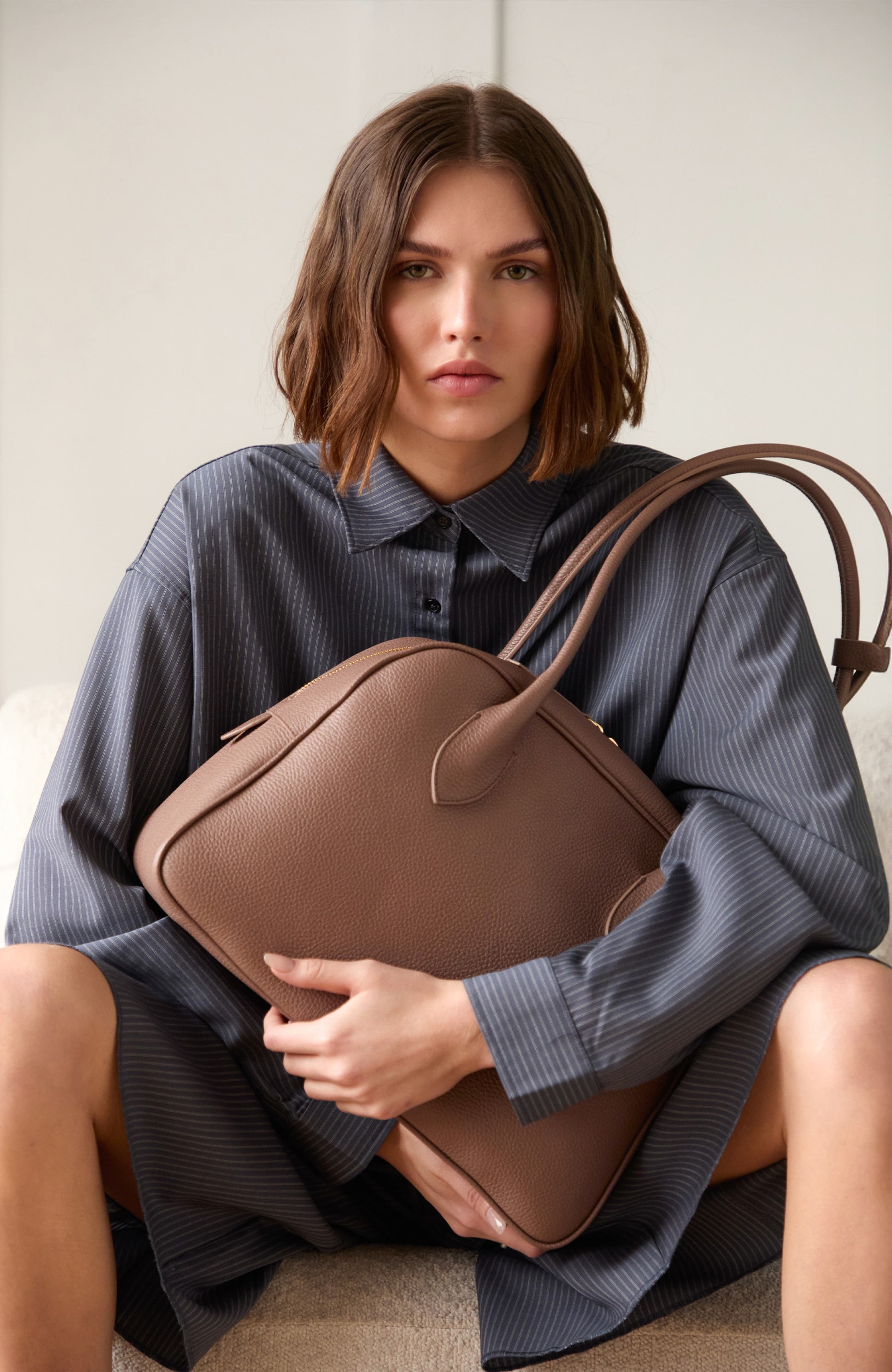 Leather Autostrada Tote Bag, Alternate, color, Taupe