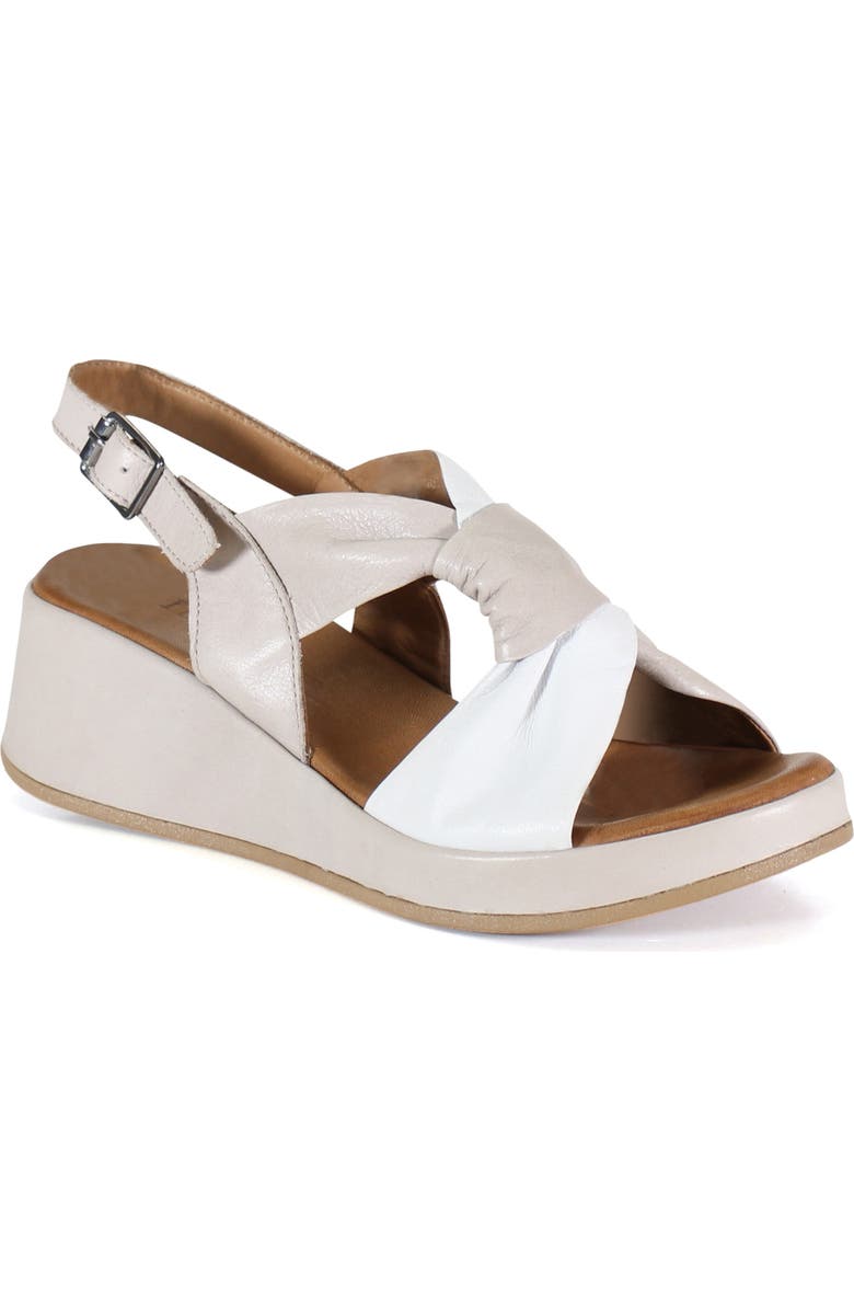 Diba True KALA FLOWER Leather Wedge Heel Sandal, Main, color, White/Silver