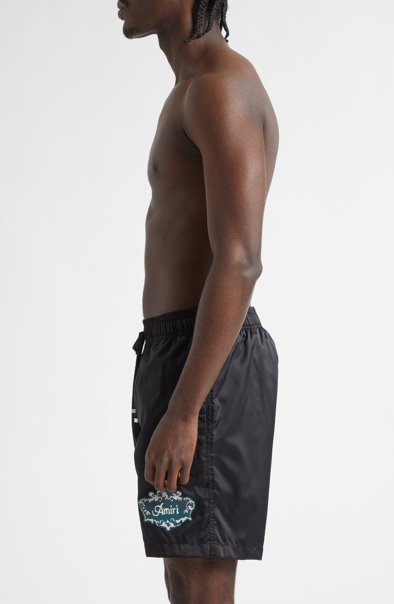 AMIRI Chateau Crest Swim Trunks, Alternate, color, Black