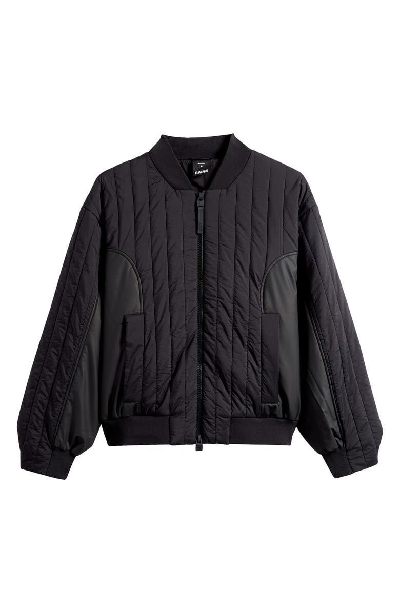 Rains Koya Vision Quilted Bomber Jacket, Main, color, Black