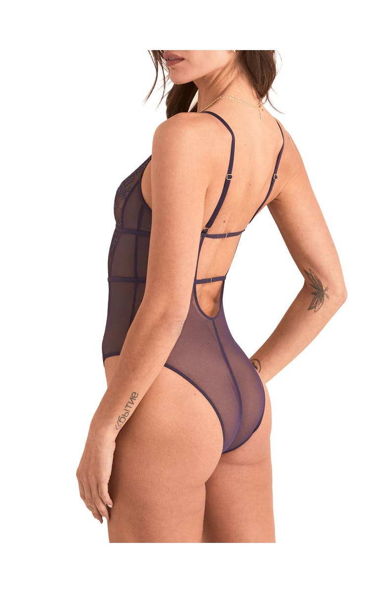 Adore Me Rosie Crotchless Bodysuit Lingerie, Alternate, color, Dark Purple