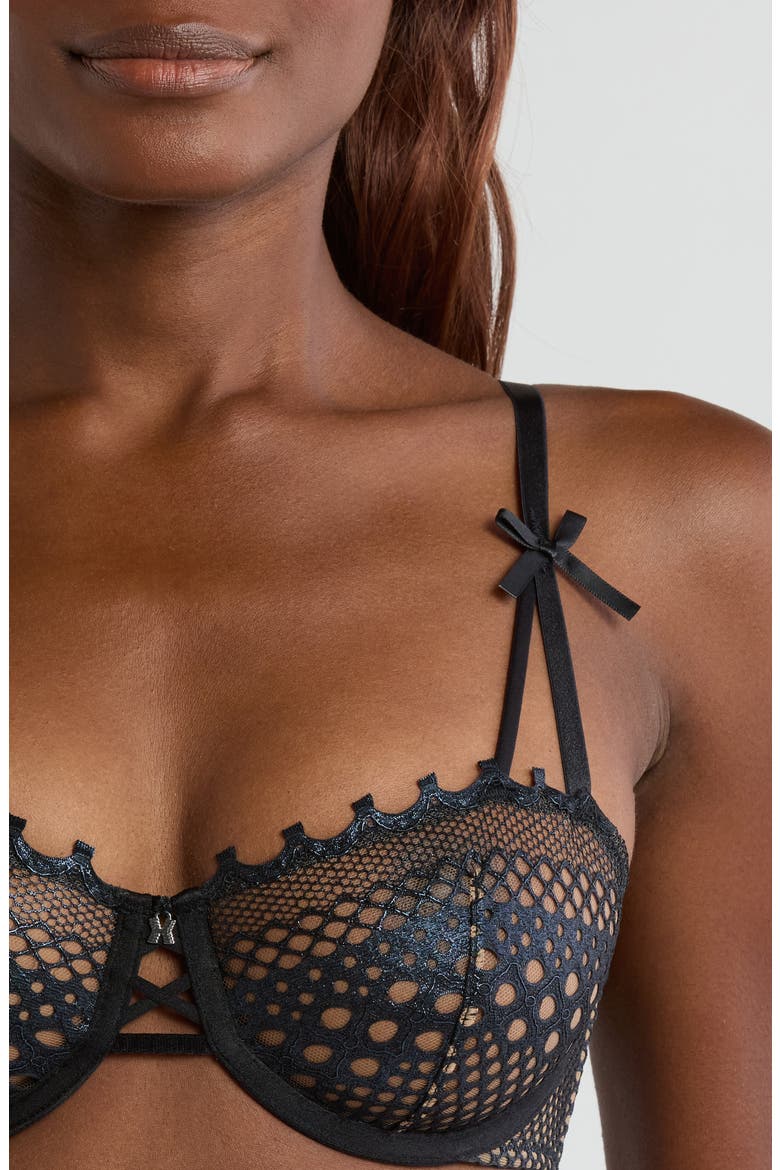 Starlet Nights Unlined Underwire Bra, Alternate, color, BLACK CAVIAR/ BLACK FOIL