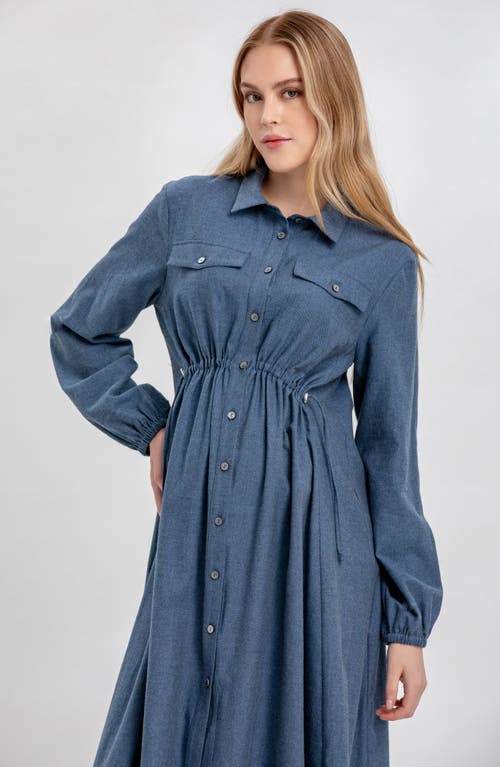 Pietro Brunelli Maternity Erica Long Sleeve Denim Maternity Shirtdress In Blue