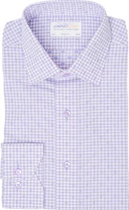 Lorenzo Uomo Trim Fit Dotted Gingham Cotton Dress Shirt