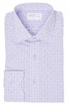 Lorenzo Uomo Trim Fit Dotted Gingham Cotton Dress Shirt