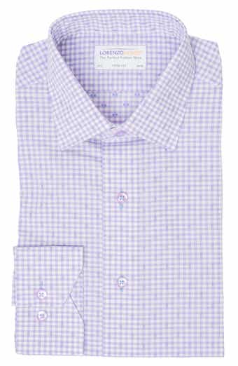 Lorenzo Uomo Trim Fit Dotted Gingham Cotton Dress Shirt