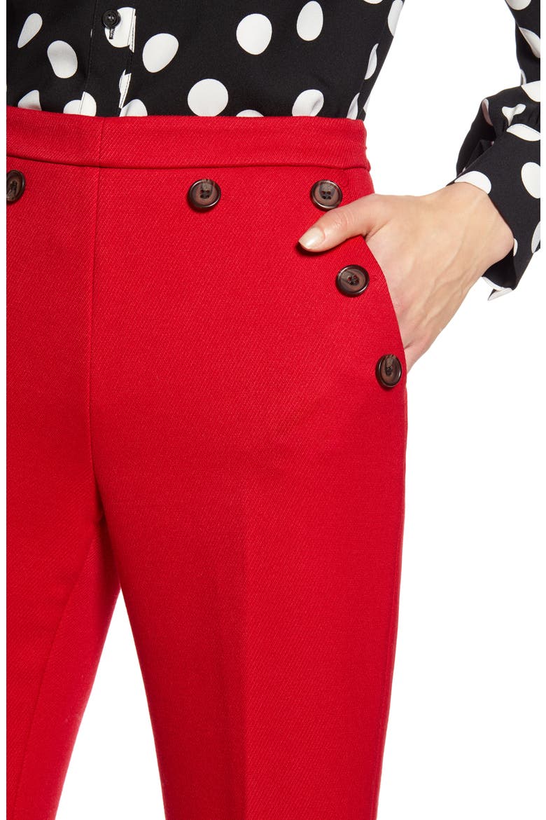 x Atlantic-Pacific Button Detail Kick Flair Pants (Nordstrom Exclusive), Alternate, color, RED CHILI