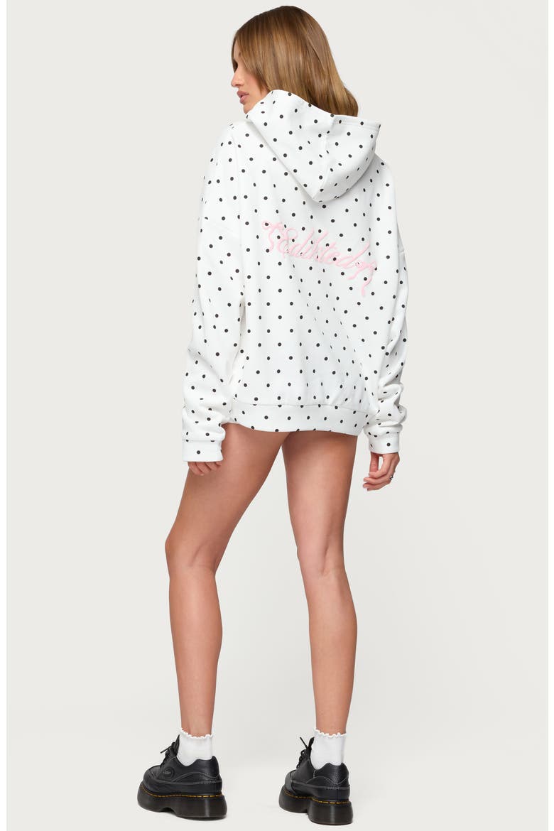 Chelsie Polka Dot Cotton Blend Hoodie, Alternate, color, WHITE