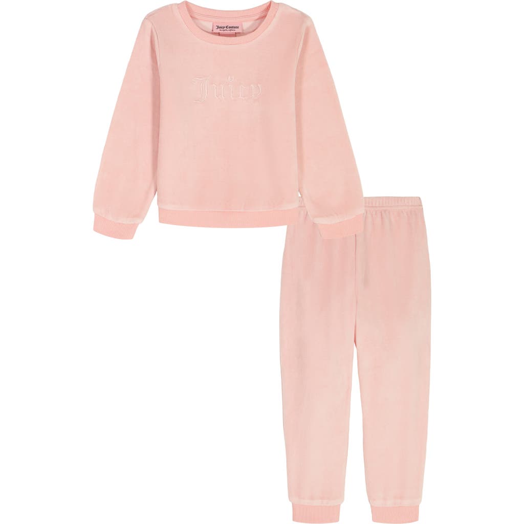 Juicy Couture Kids' Velour Top & Joggers Set In Pink
