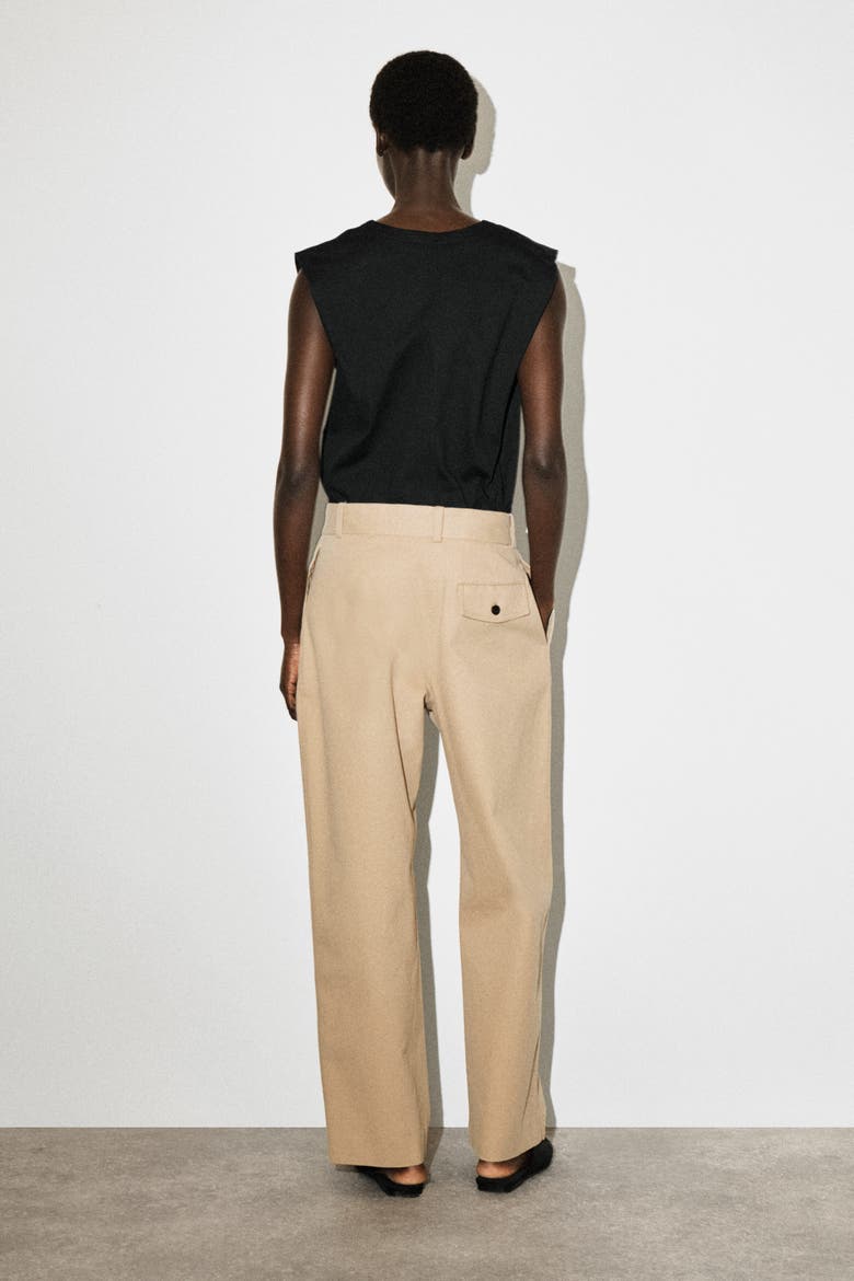 Cotton-Twill Tapered Pants, Alternate, color, BEIGE