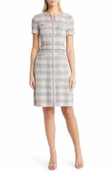 Misook Bold Plaid Knit Sheath Dress