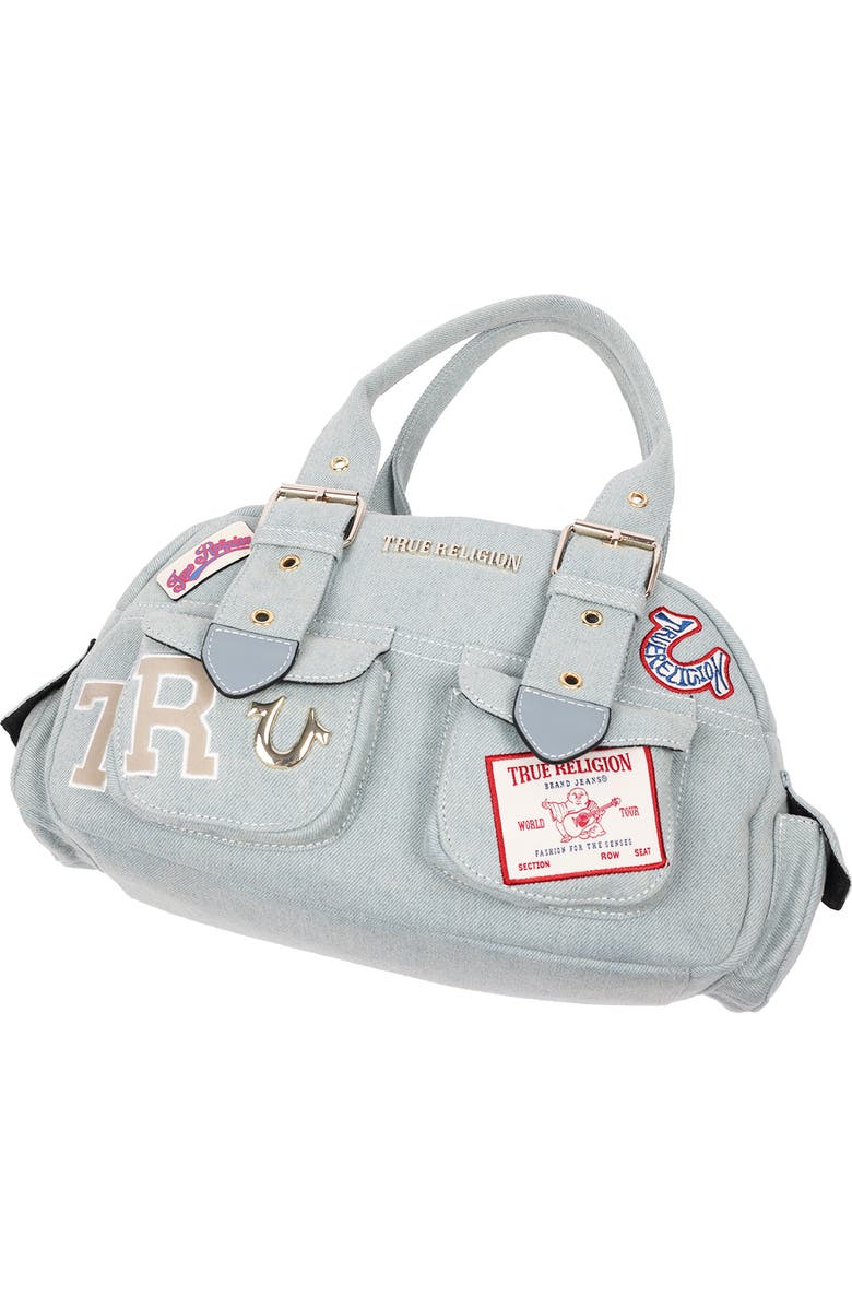 True Religion Multipatch Satchel Bag, Alternate, color, Denim