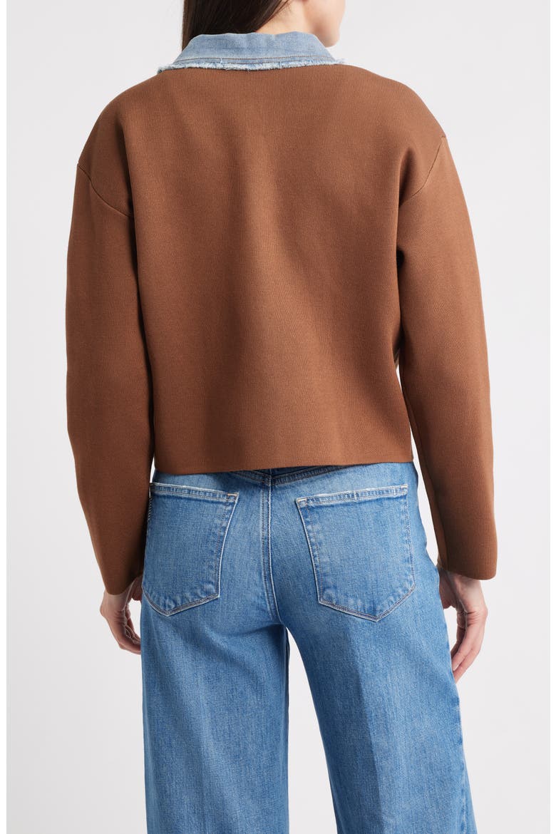 Knit & Denim Trucker Jacket, Alternate, color, BROWN/ DENIM