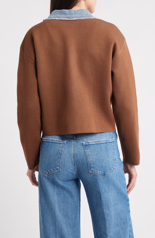 Zoe And Claire Knit & Denim Trucker Jacket In Multi