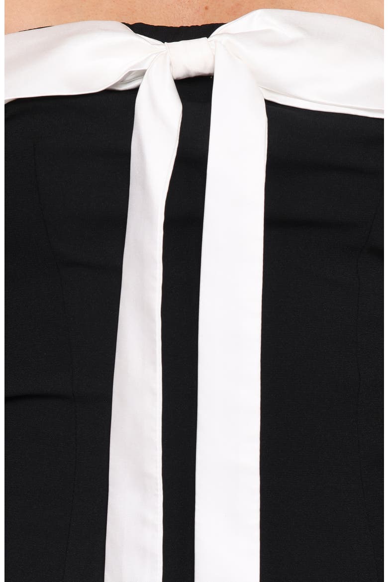 Aggie Contrast Bow Strapless Dress, Alternate, color, BLACK