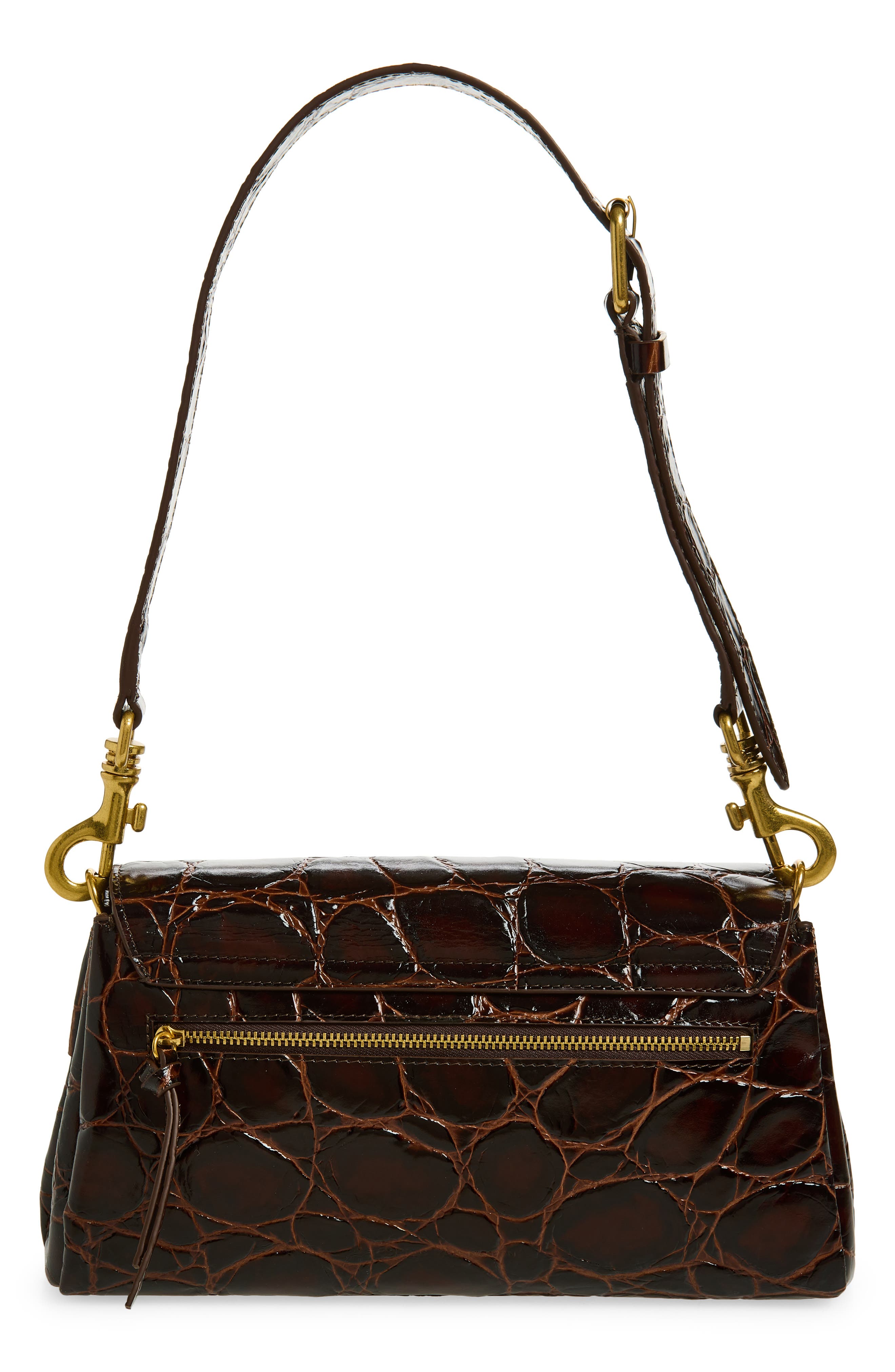 Dries Van Noten Croc Embossed Satchel, Alternate, color, 703 Brown