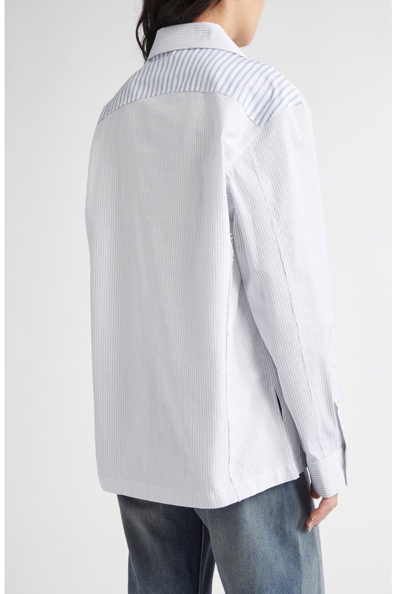 Patchwork Stripe Button-Up Shirt, Alternate, color, WHITE