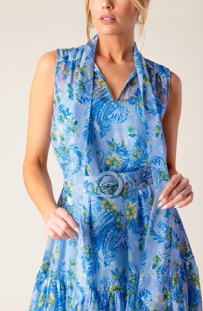 FLYING TOMATO Paisley Tie Neck Sleeveless Chiffon Midi Dress, Alternate, color,