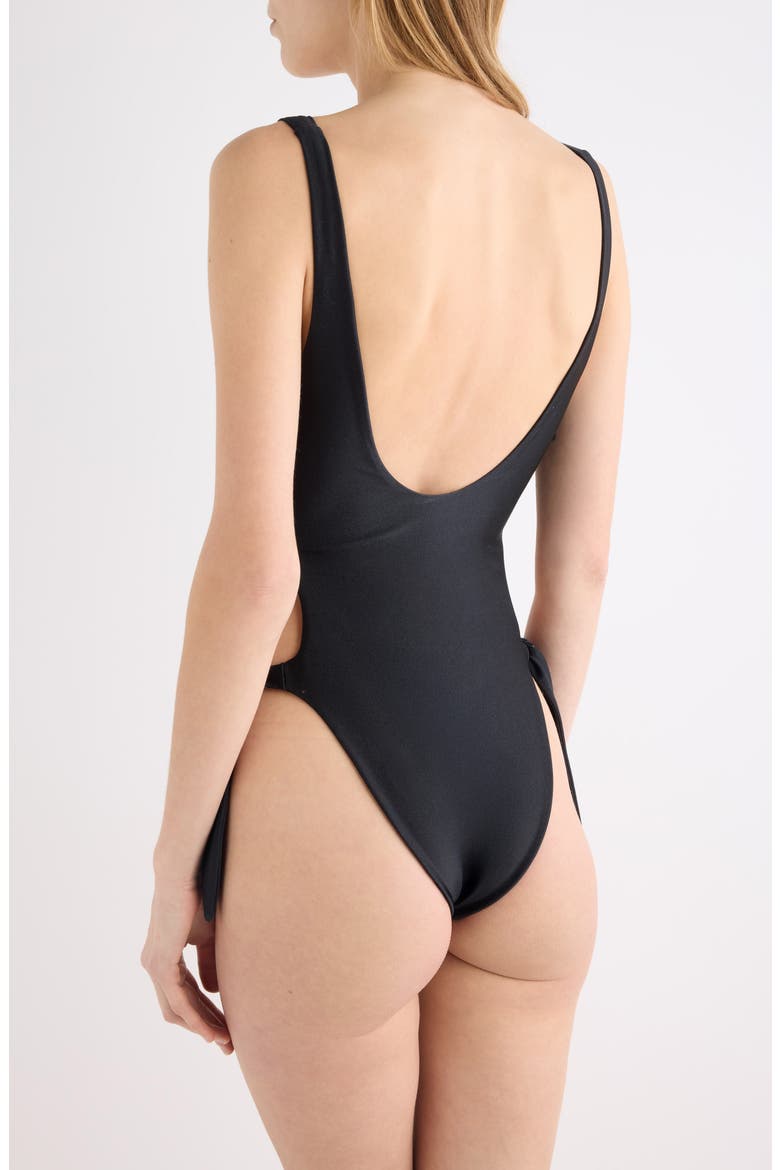 Parrot Print Cutout One-Piece Swimsuit, Alternate, color, BLACK MULTI