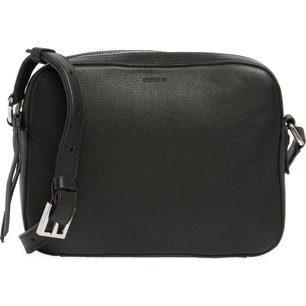 Shop Allsaints Captain Leather Square Crossbody Bag In Black