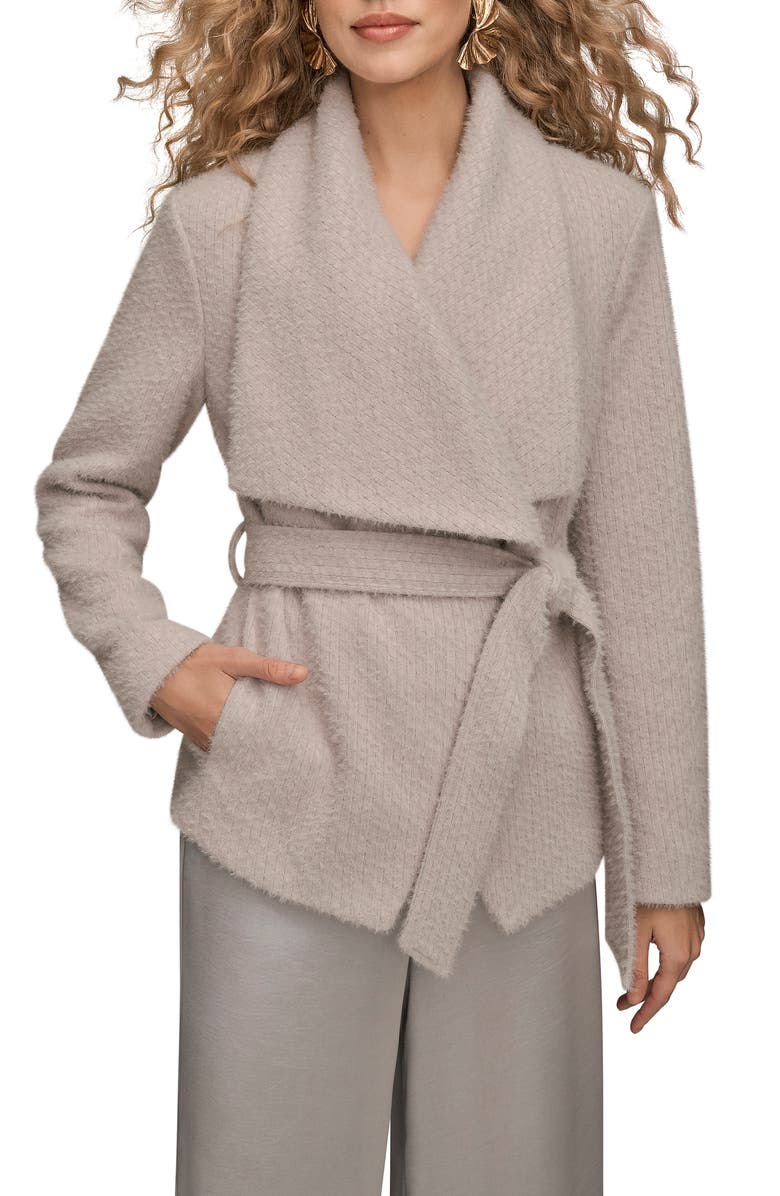 Donna Karan New York Belted Wrap Sweater Jacket, Main, color, Vapor