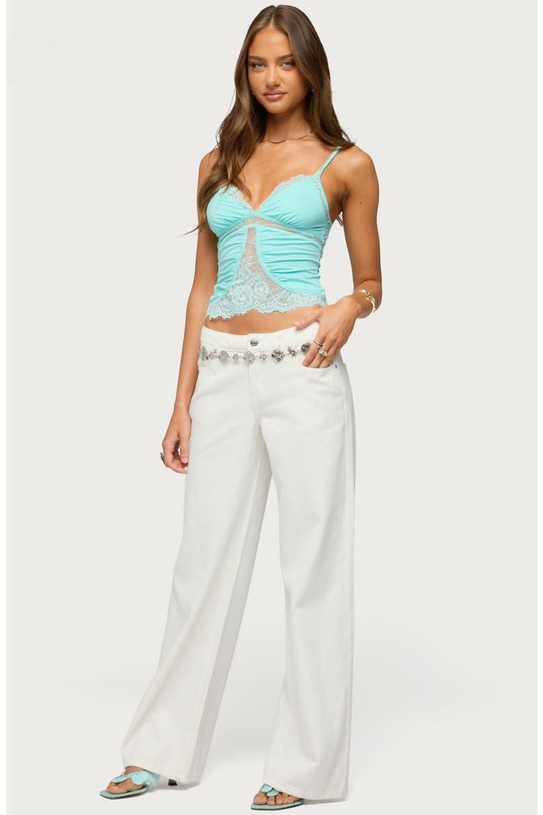 Yanny Lace Trim Camisole, Alternate, color, TURQUOISE