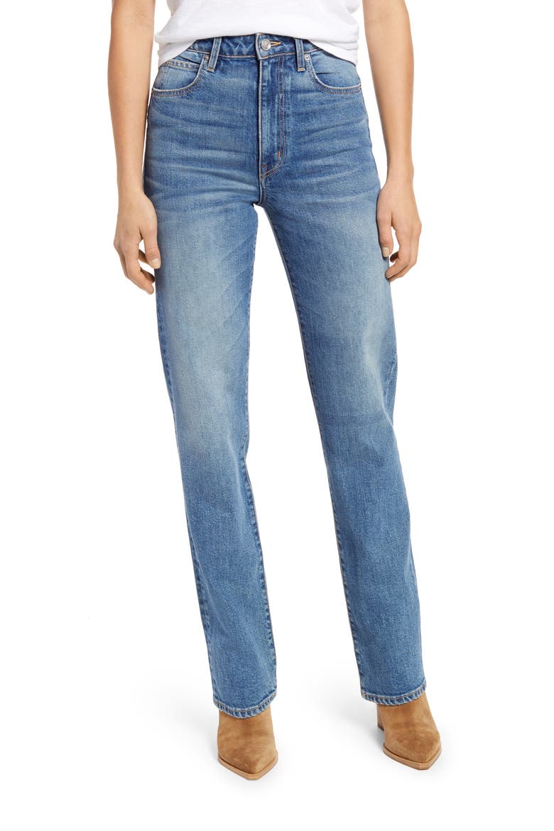 London High Waist Straight Leg Jeans, Main, color, BLUE BIRD