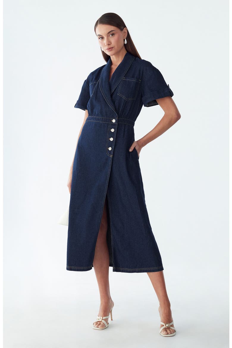 Sil Midi Dress, Alternate, color, Dark Blue Wash