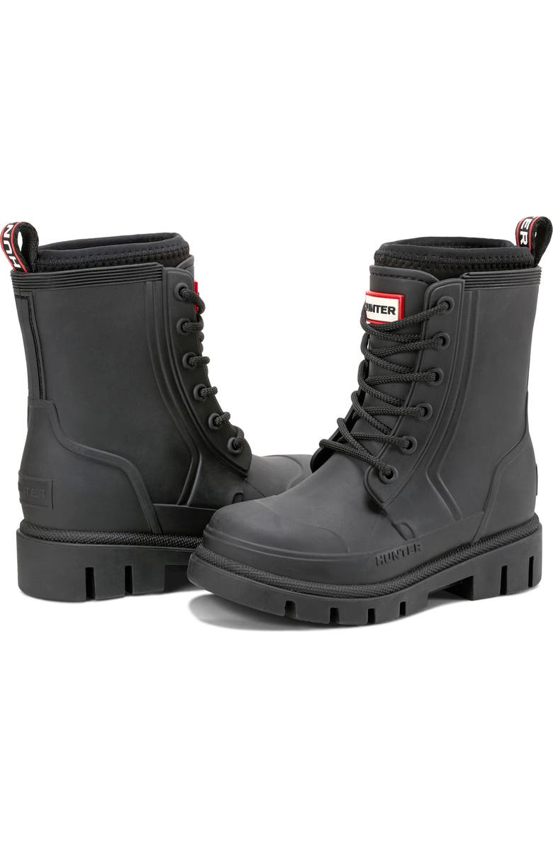 Hunter Kids' Stomper Lace-Up Boot, Alternate, color, Black/Black/White/Red