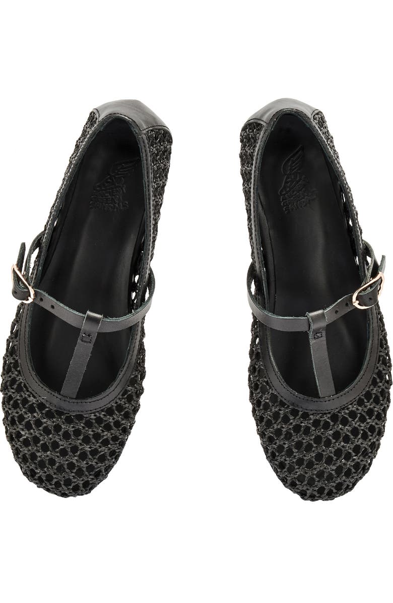 Ancient Greek Sandals Aerati T-Strap Raffia Flat, Alternate, color, Black