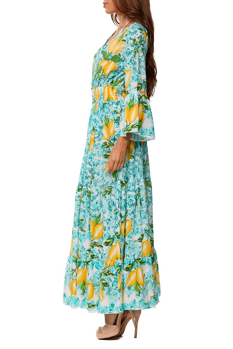 Long Sleeve Smocked Waist Maxi Dress, Alternate, color, GREEN