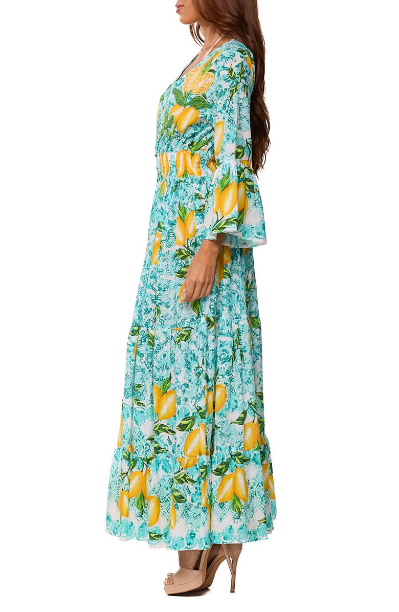 RANEES Long Sleeve Smocked Waist Maxi Dress, Alternate, color, Green