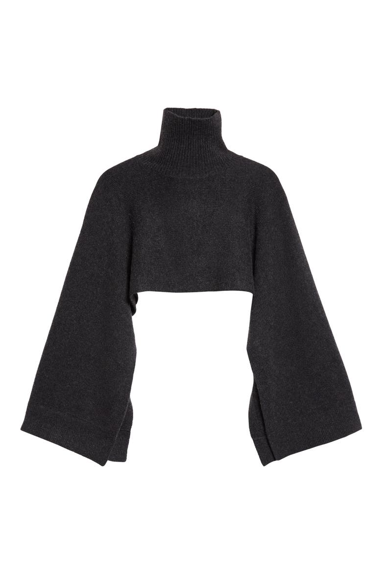 Marina Wool & Cashmere Turtleneck Shrug, Main, color, DARK GREY