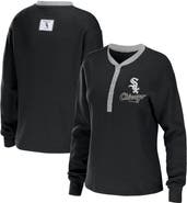 WEAR by Erin Andrews Women's WEAR by Erin Andrews Black Chicago White Sox Waffle Henley Long Sleeve T-Shirt