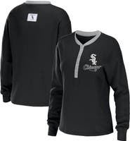 WEAR by Erin Andrews Women's WEAR by Erin Andrews Black Chicago White Sox Waffle Henley Long Sleeve T-Shirt
