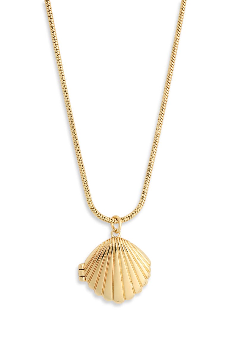 Leith The World Is Your Oyster Shell Locket Necklace, Alternate, color, Gold